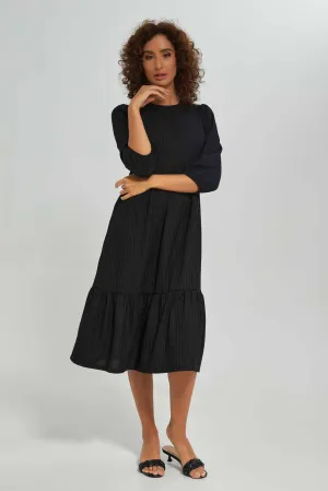 Women Black Tiered Maxi Dress